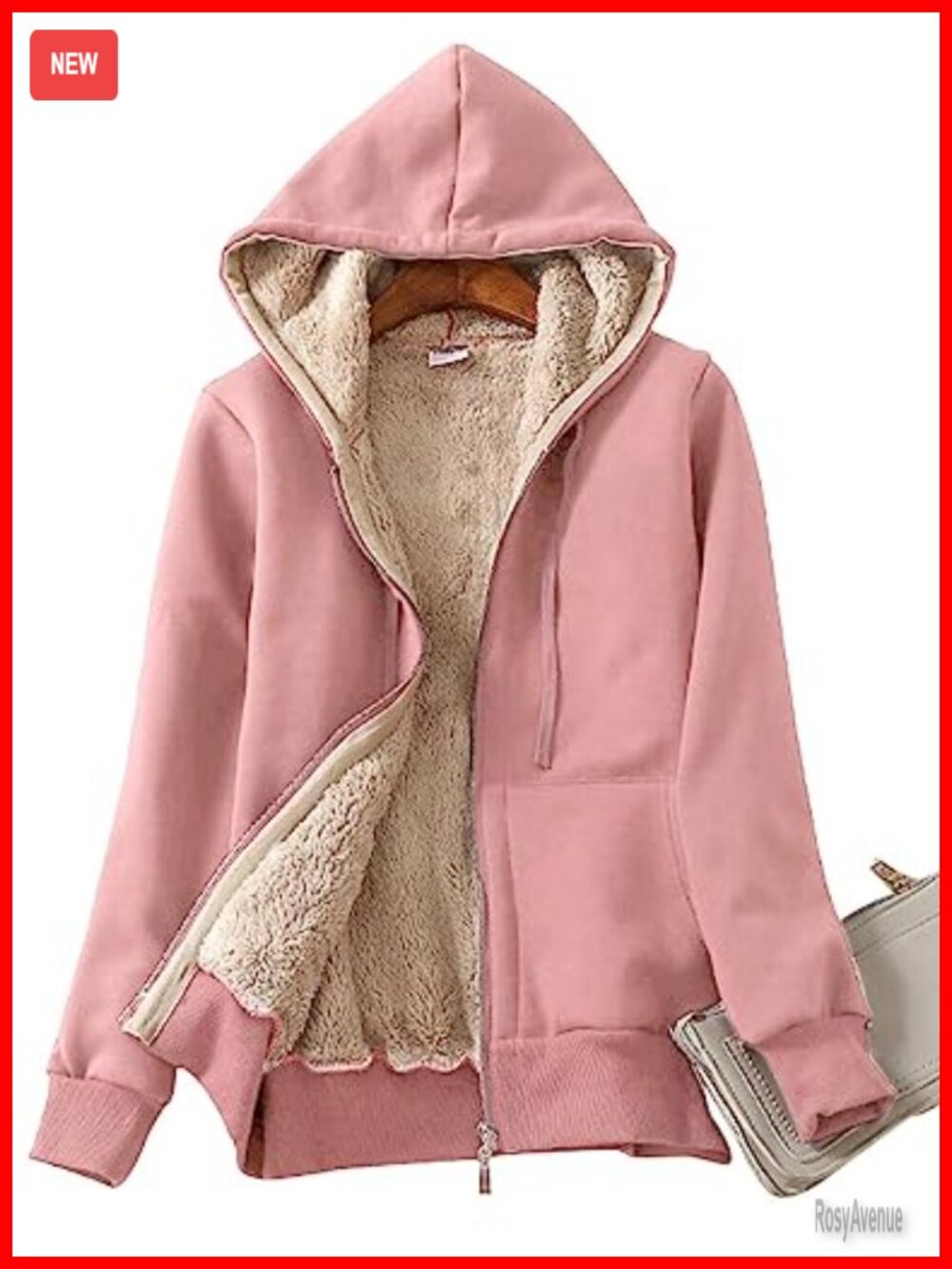 Sherpa Lined Full Zip Up Hoodie Sweatshirt Jacket Coat